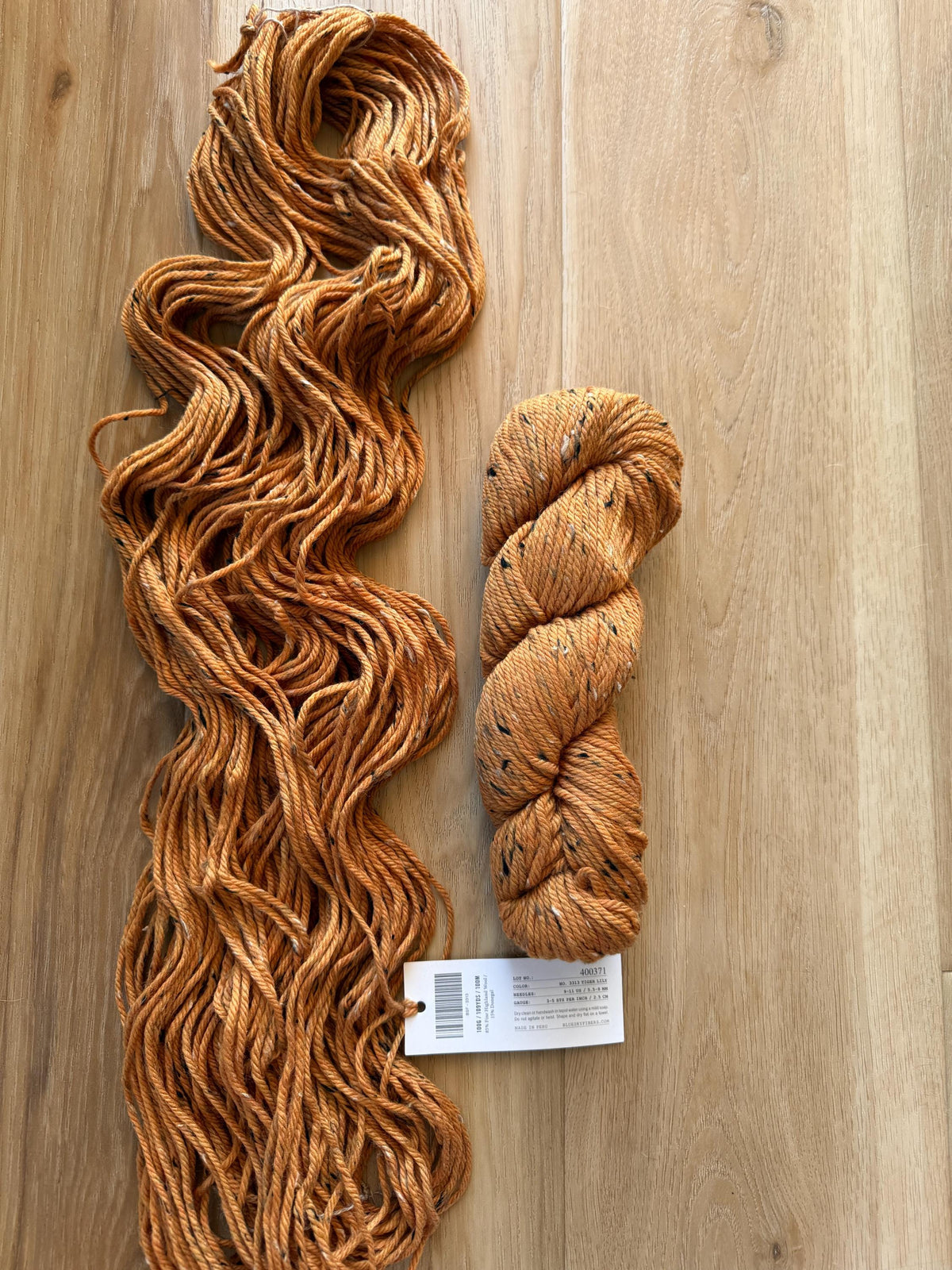 Blue Sky Fibers Woolstok Tweed -Riger Lily fine highland wool orange tweed yarn aran weight