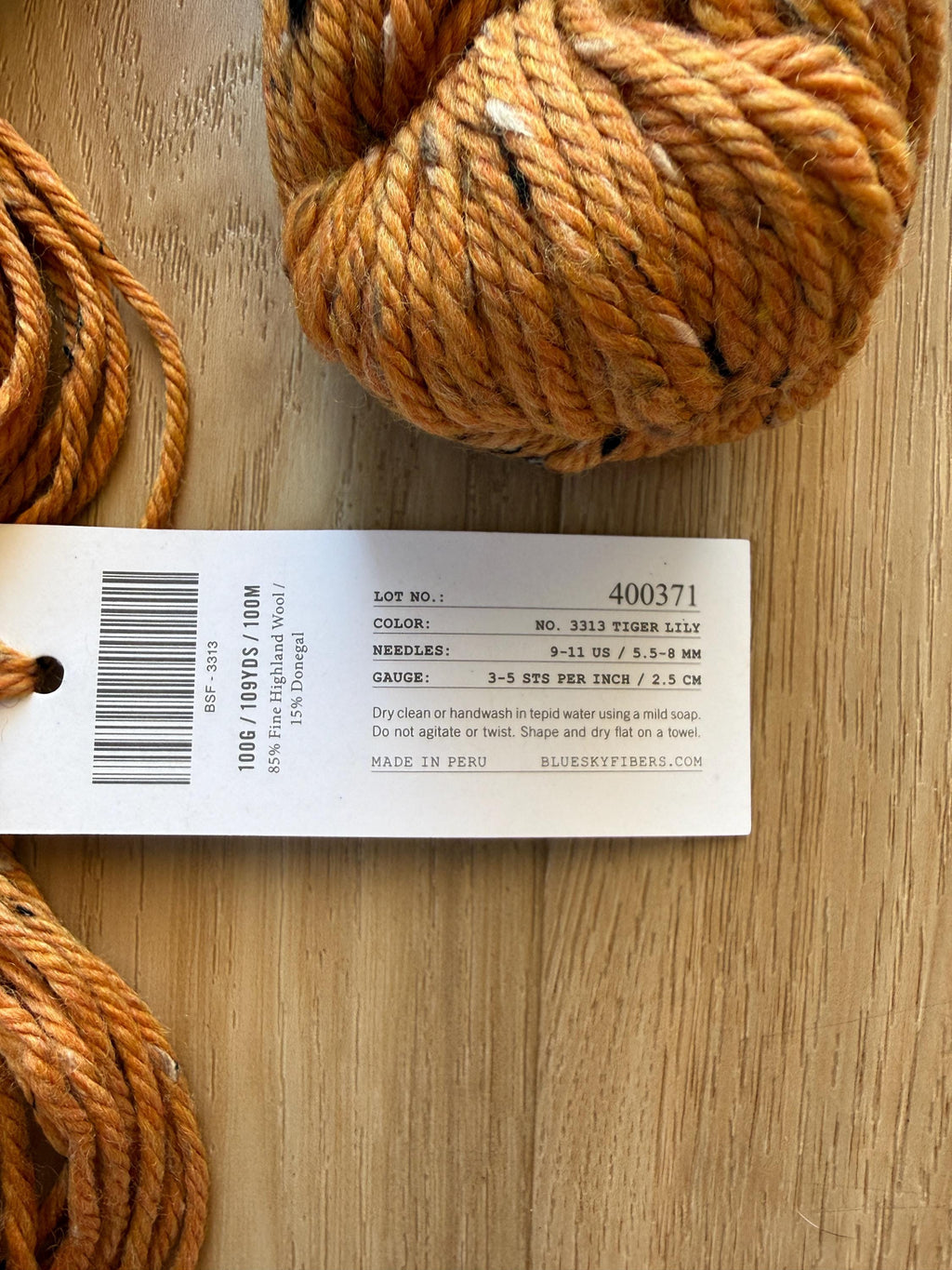 Blue Sky Fibers Woolstok Tweed -Riger Lily fine highland wool orange tweed yarn aran weight
