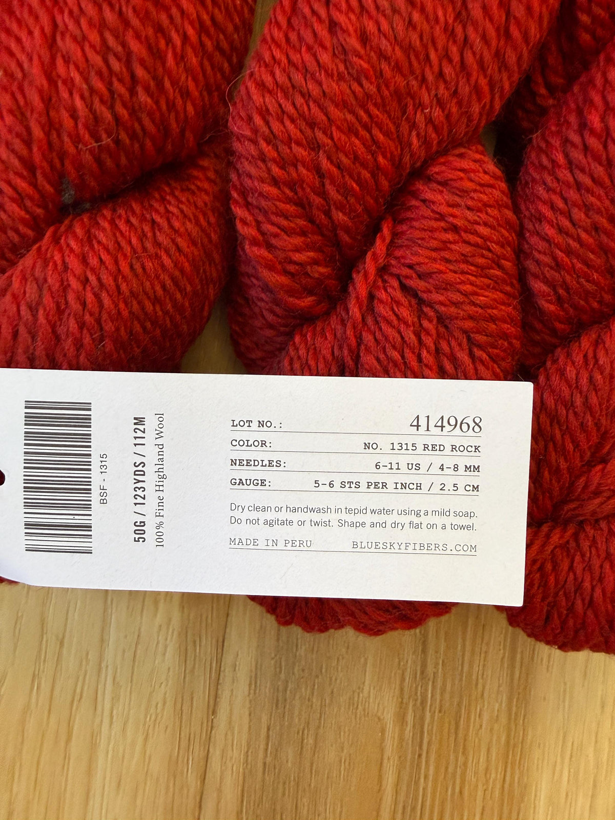 Blue Sky Fibers Highland Wool Yarn - Red Rock red yarn color 100% Peruvian Highland Wool, Worsted Weight Yarn