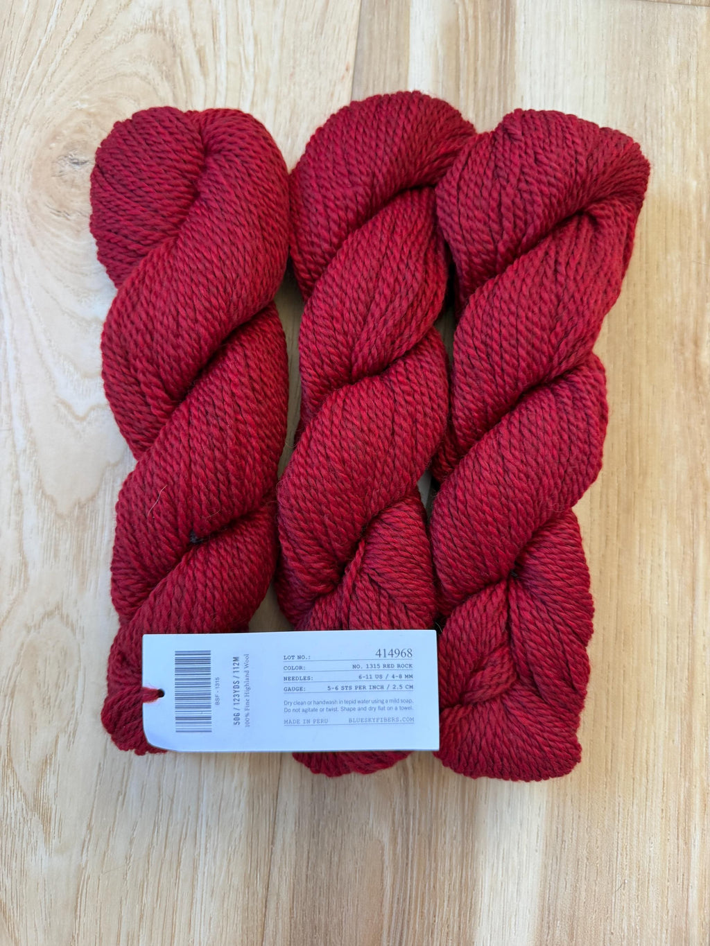 Blue Sky Fibers Highland Wool Yarn - Red Rock red yarn color 100% Peruvian Highland Wool, Worsted Weight Yarn