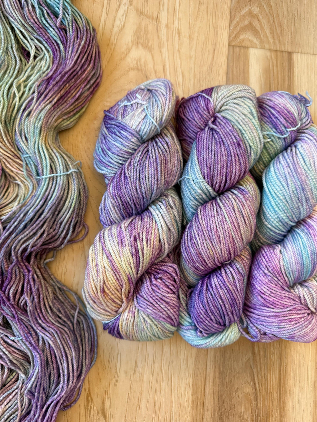 Malabrigo Rios Yarn Melissa purple blue and yellow merino wool