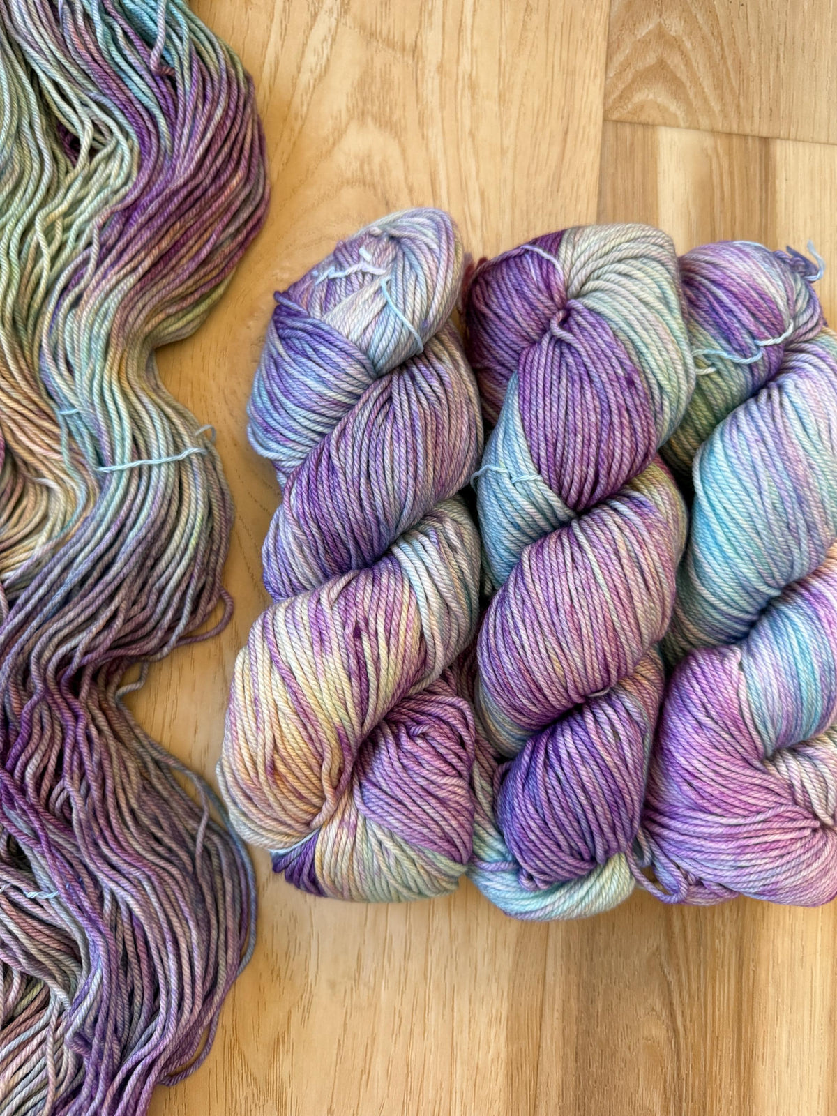 Malabrigo Rios Yarn Melissa purple blue and yellow merino wool