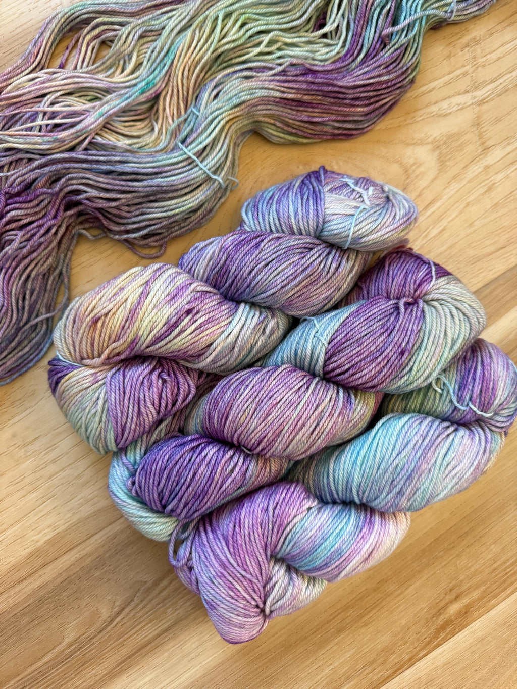 Malabrigo Rios Yarn Melissa purple blue and yellow merino wool
