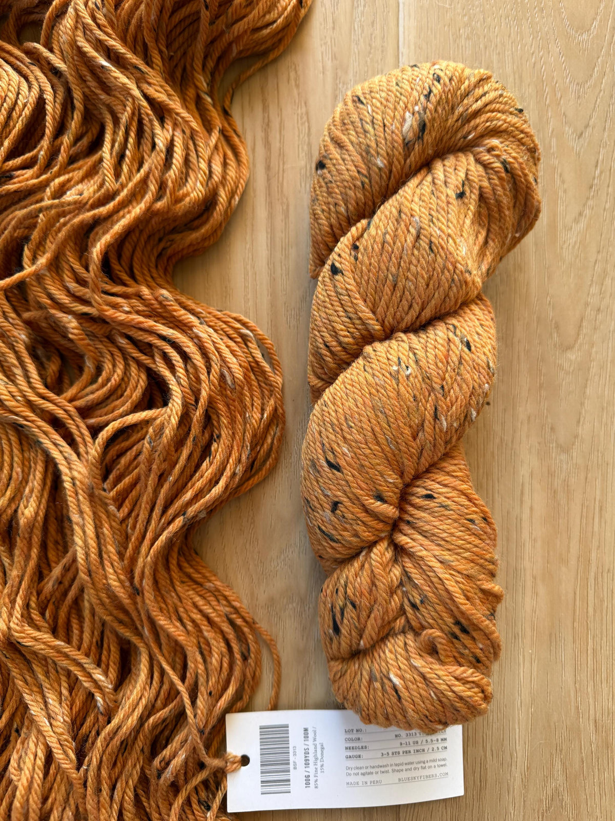 Blue Sky Fibers Woolstok Tweed -Riger Lily fine highland wool orange tweed yarn aran weight
