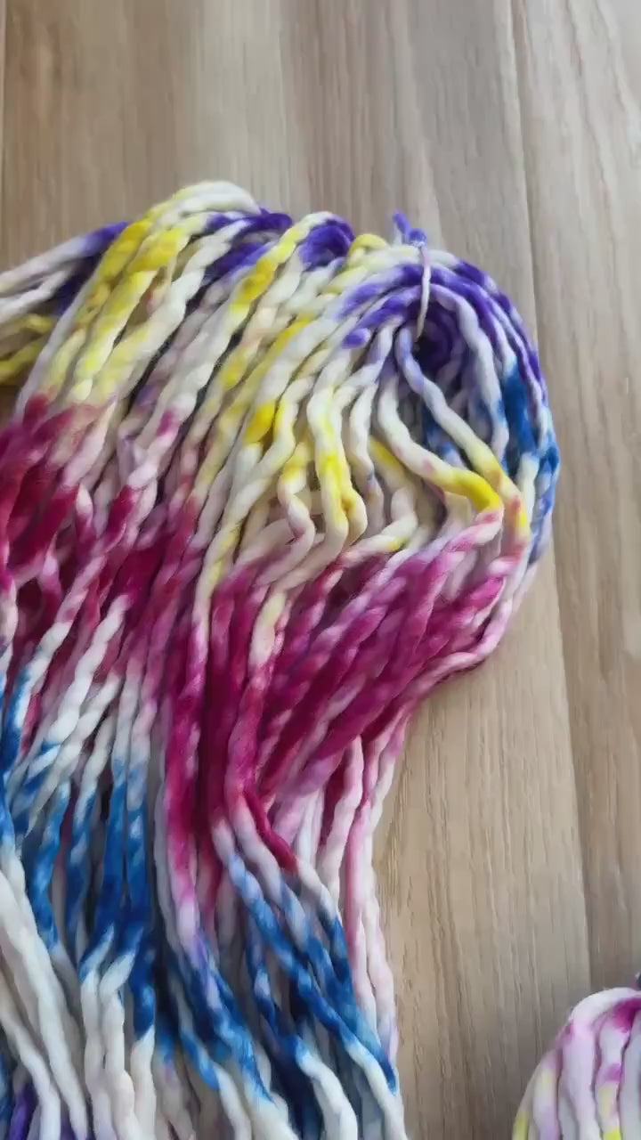 Malabrigo Rasta Unicorn bark merino wool yarn, multicolored super bulky wool yarn