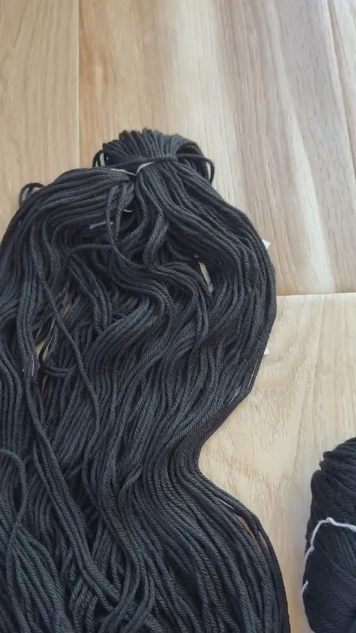 Malabrigo Rios Black Yarn Worsted Weight Superwash Merino Wool, Hand Dyed Soft Yarn, 4 Ply Knitting Yarn