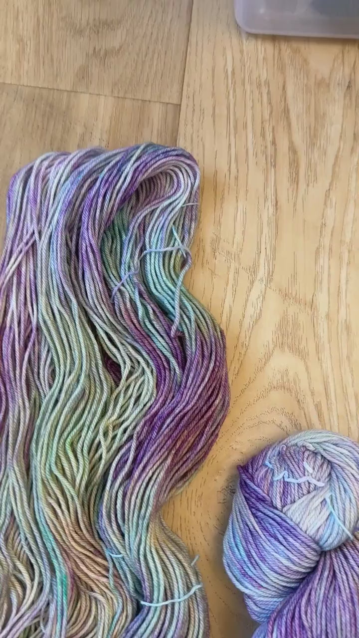 Malabrigo Rios Yarn Melissa purple blue and yellow merino wool
