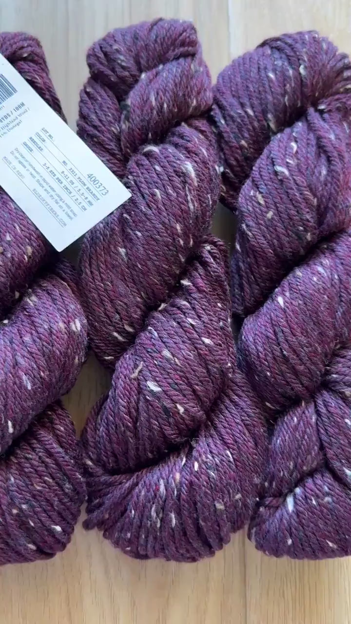 Blue Sky Fibers Woolstok Tweed -Plum Brandy fine highland wool Purple tweed yarn aran weight