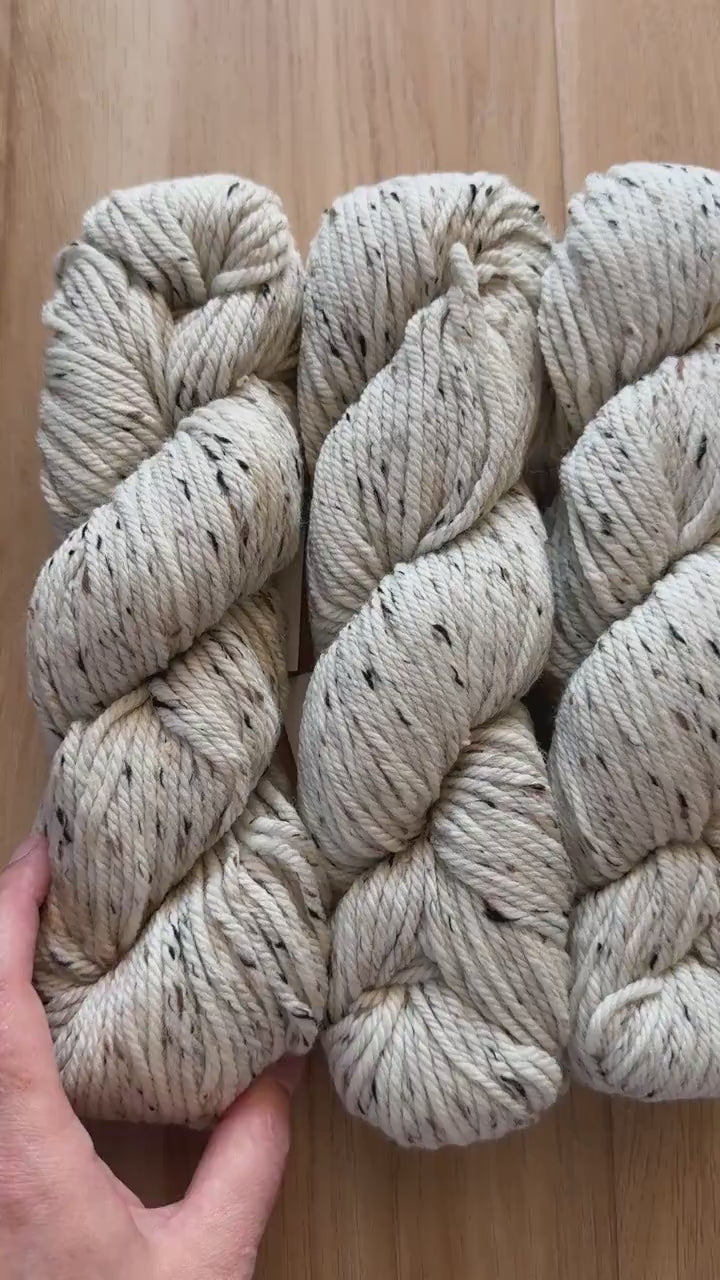 Blue Sky Fibers Woolstok Tweed -Rolled oats fine highland wool cream tweed yarn aran weight