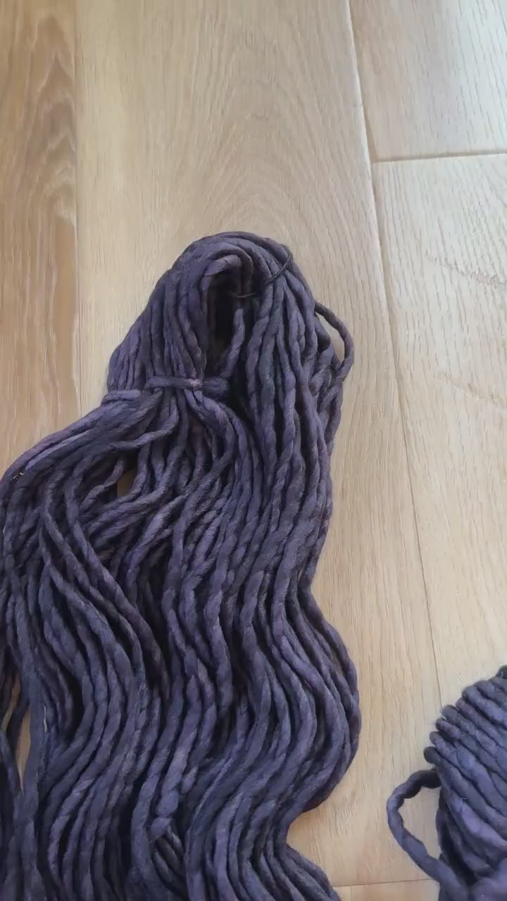Malabrigo Rasta Pearl Ten Merino wool super bulky yarn, dark purple yarn