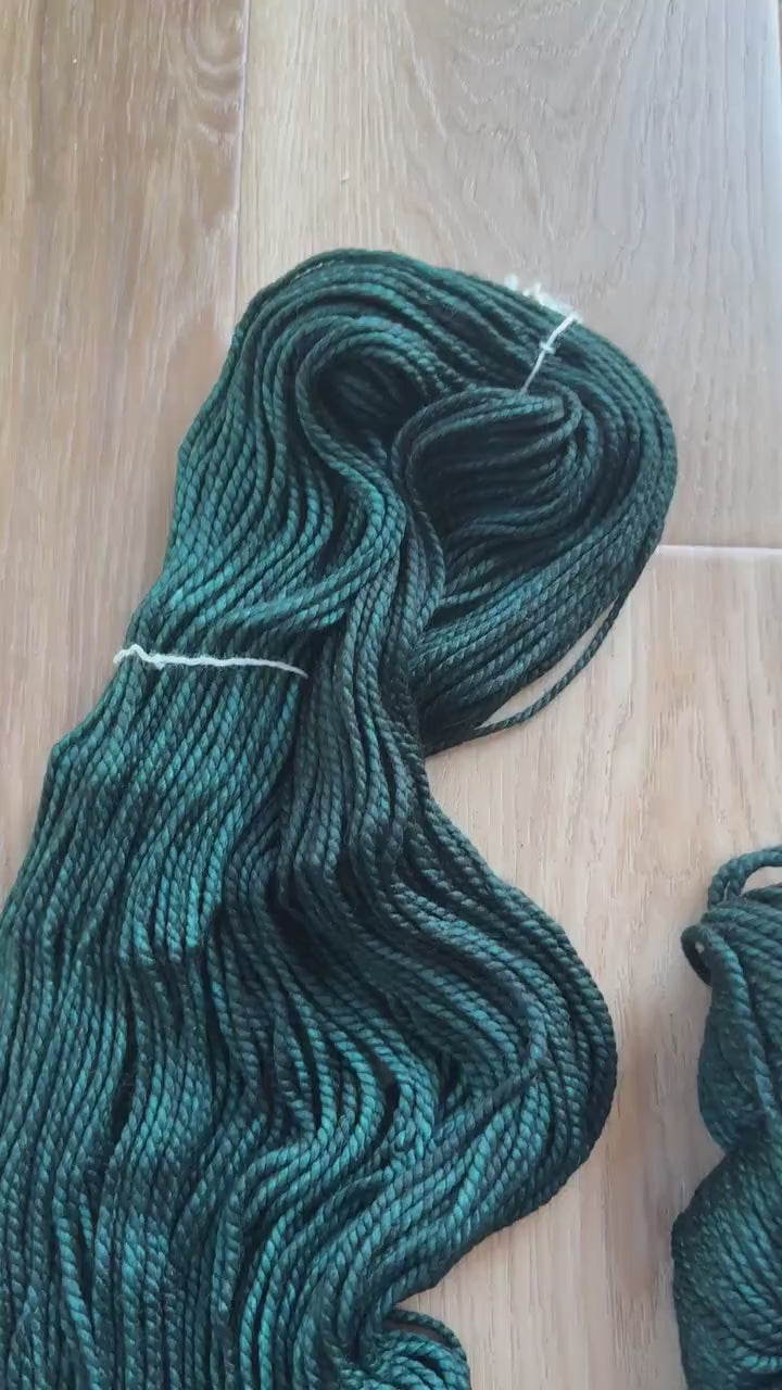 Malabrigo Vientos Green Yarn Forest– Bulky Weight Superwash Merino Wool, Hand Dyed Chunky Yarn, Soft 2 Ply Yarn for Knitting & Crochet